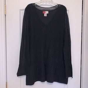 JM Collection Long-Sleeved Fully-Lined Mesh Shirt